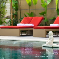 Villa Manggala - Sunloungers and Poolside Buddha